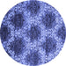 Round Machine Washable Abstract Blue Contemporary Rug, wshcon1032blu