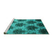 Sideview of Machine Washable Abstract Turquoise Contemporary Area Rugs, wshcon1032turq
