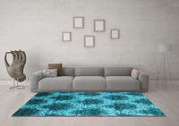 Machine Washable Abstract Light Blue Contemporary Rug, wshcon1032lblu