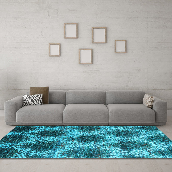 Machine Washable Abstract Light Blue Contemporary Rug in a Living Room, wshcon1032lblu
