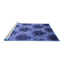 Sideview of Machine Washable Abstract Blue Contemporary Rug, wshcon1032blu