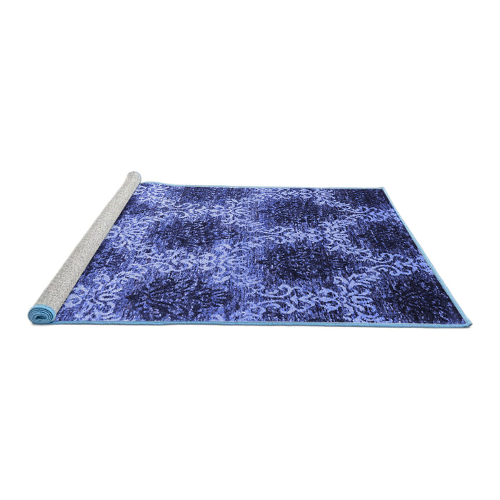 Sideview of Machine Washable Abstract Blue Contemporary Rug, wshcon1032blu