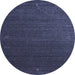 Round Abstract Blue Contemporary Rug, con1033blu