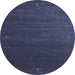 Round Machine Washable Abstract Blue Contemporary Rug, wshcon1033blu