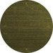 Round Abstract Brown Contemporary Rug, con1033brn