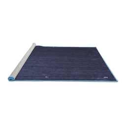 Sideview of Machine Washable Abstract Blue Contemporary Rug, wshcon1033blu