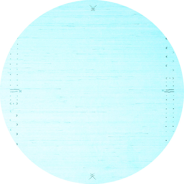 Round Machine Washable Solid Light Blue Modern Rug, wshcon1034lblu