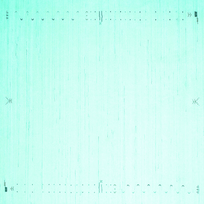 Square Machine Washable Solid Turquoise Modern Area Rugs, wshcon1034turq