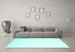 Machine Washable Solid Turquoise Modern Area Rugs in a Living Room,, wshcon1034turq