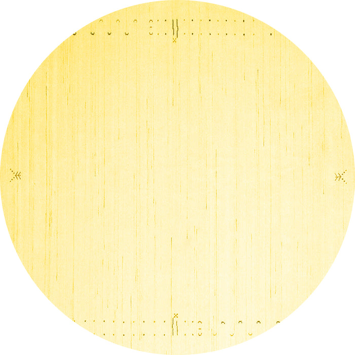 Round Machine Washable Solid Yellow Modern Rug, wshcon1034yw