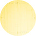 Round Machine Washable Solid Yellow Modern Rug, wshcon1034yw