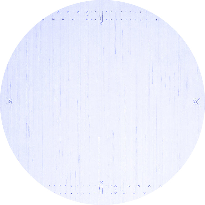 Round Machine Washable Solid Blue Modern Rug, wshcon1034blu