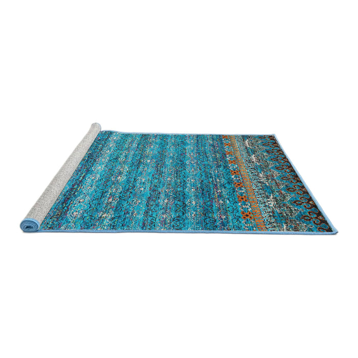 Serging Thickness of Machine Washable Contemporary Marble Blue Rug, wshcon1035