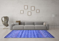 Machine Washable Abstract Blue Contemporary Rug, wshcon1035blu