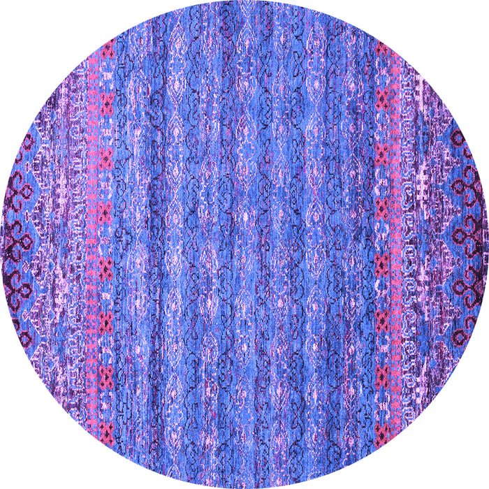 Round Machine Washable Abstract Purple Contemporary Area Rugs, wshcon1035pur