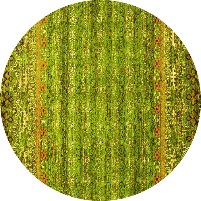 Round Abstract Yellow Contemporary Rug, con1035yw