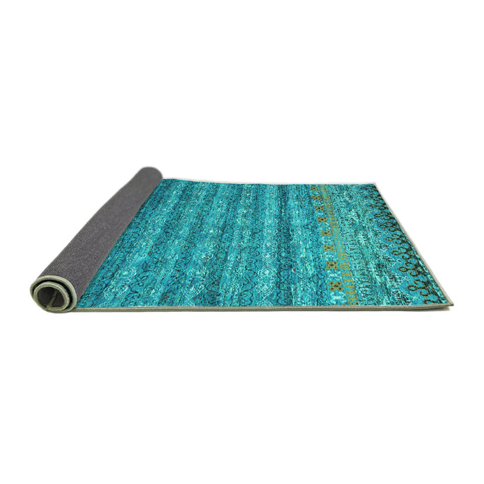 Sideview of Abstract Turquoise Contemporary Rug, con1035turq