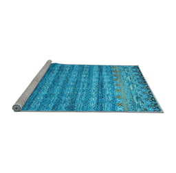Sideview of Machine Washable Abstract Light Blue Contemporary Rug, wshcon1035lblu