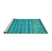 Sideview of Machine Washable Abstract Turquoise Contemporary Area Rugs, wshcon1035turq