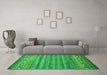 Machine Washable Abstract Green Contemporary Area Rugs in a Living Room,, wshcon1035grn