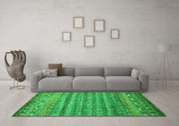 Machine Washable Abstract Green Contemporary Rug, wshcon1035grn