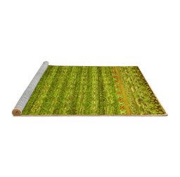 Sideview of Machine Washable Abstract Yellow Contemporary Rug, wshcon1035yw