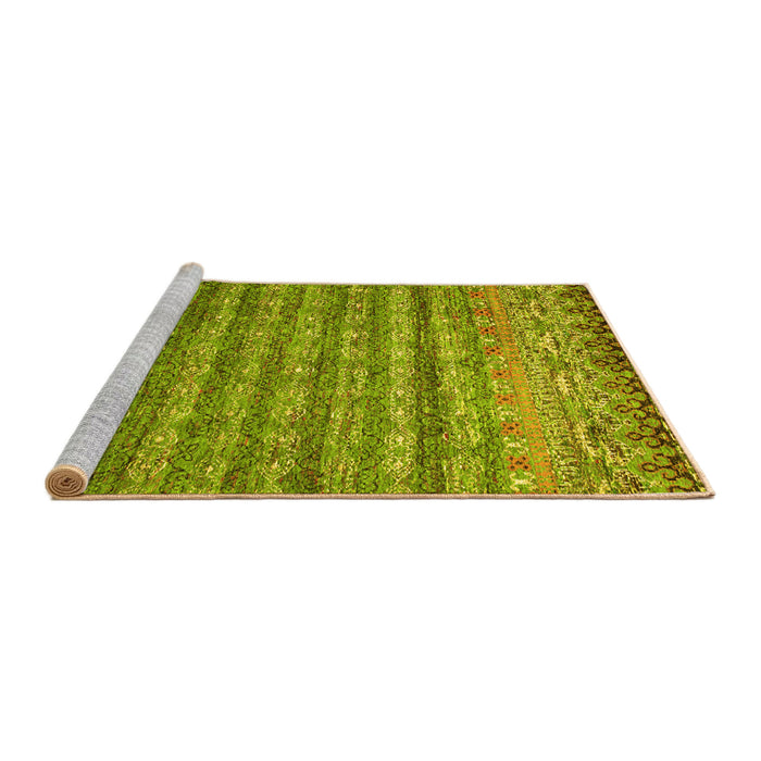 Sideview of Machine Washable Abstract Yellow Contemporary Rug, wshcon1035yw