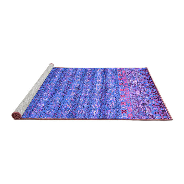 Sideview of Machine Washable Abstract Purple Contemporary Area Rugs, wshcon1035pur
