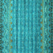 Square Machine Washable Abstract Turquoise Contemporary Area Rugs, wshcon1035turq