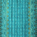 Square Abstract Turquoise Contemporary Rug, con1035turq