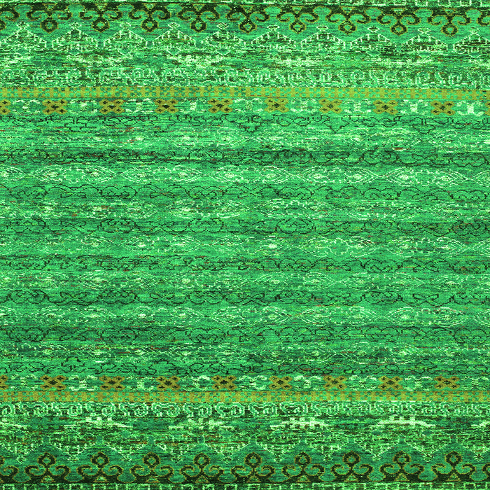 Serging Thickness of Abstract Green Contemporary Rug, con1035grn