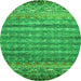 Square Abstract Green Contemporary Rug, con1035grn