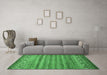 Machine Washable Abstract Emerald Green Contemporary Area Rugs in a Living Room,, wshcon1035emgrn