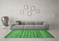 Machine Washable Abstract Emerald Green Contemporary Rug, wshcon1035emgrn