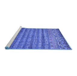 Sideview of Machine Washable Abstract Blue Contemporary Rug, wshcon1035blu
