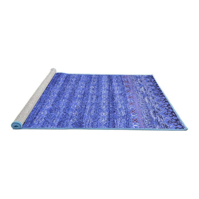 Sideview of Machine Washable Abstract Blue Contemporary Rug, wshcon1035blu