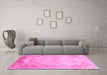 Machine Washable Abstract Pink Contemporary Rug in a Living Room, wshcon1036pnk