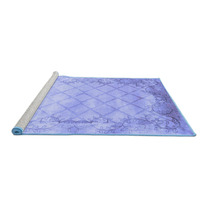 Sideview of Machine Washable Abstract Blue Contemporary Rug, wshcon1036blu