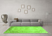 Machine Washable Abstract Green Contemporary Area Rugs in a Living Room,, wshcon1036grn