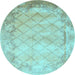 Round Machine Washable Abstract Light Blue Contemporary Rug, wshcon1036lblu