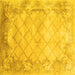 Square Abstract Yellow Contemporary Rug, con1036yw