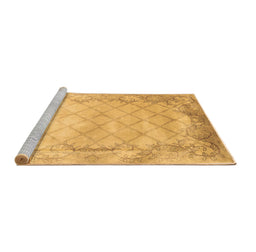 Sideview of Machine Washable Abstract Brown Contemporary Rug, wshcon1036brn