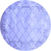 Round Abstract Blue Contemporary Rug, con1036blu