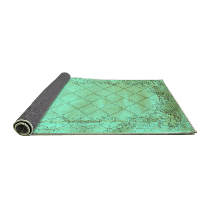 Sideview of Abstract Turquoise Contemporary Rug, con1036turq