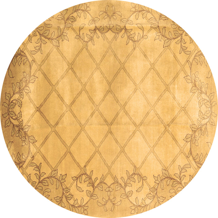 Round Abstract Brown Contemporary Rug, con1036brn