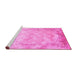 Sideview of Machine Washable Abstract Pink Contemporary Rug, wshcon1036pnk