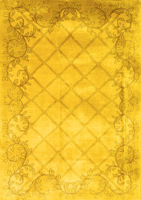 Abstract Yellow Contemporary Rug, con1036yw