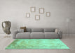 Machine Washable Abstract Turquoise Contemporary Area Rugs in a Living Room,, wshcon1036turq