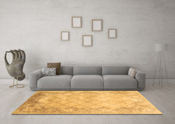 Machine Washable Abstract Brown Contemporary Rug in a Living Room,, wshcon1036brn