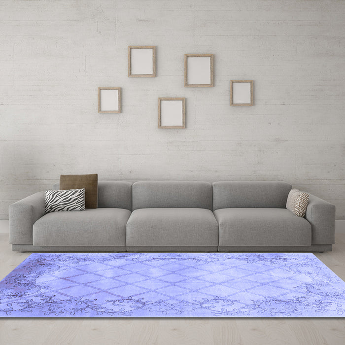 Machine Washable Abstract Blue Contemporary Rug in a Living Room, wshcon1036blu